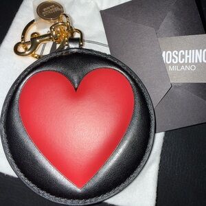 Moschino Couture Heart Leather Bag Charm- Made in Italy